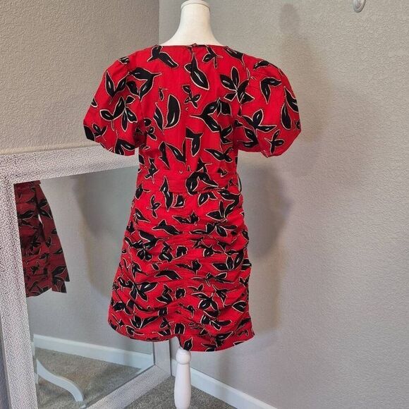 WALTER BAKER Farrah Ruched Mini Dress In Bold Persimmon Size XL - Picture 4 of 8